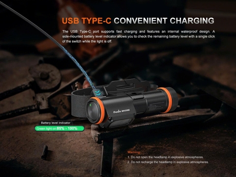 FENIX WH35RE - Đèn đeo đầu chống cháy nổ 280 Lumens tầm chiếu 21m sạc USB C