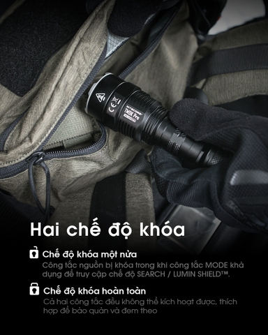 Đèn pin siêu sáng NITECORE TM9K Pro sáng 9900 lumen chiếu xa 510m pin 5000mAh sạc USB C công tắc kép chiến thuật