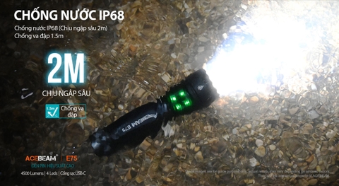 Đèn pin ACEBEAM E75 độ sáng 4500 lumen chiếu xa 260m pin 21700 5000mAh cổng sạc USB-C