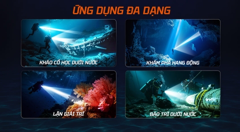 Đèn pin lặn ACEBEAM D30 – Sáng 5600 Lumens, chiếu xa 1454m, lặn sâu tối đa 100m