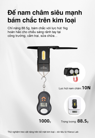 Đèn pin mini Klarus E8 sáng 1000lm – Xoay Đầu 180° đế nam châm