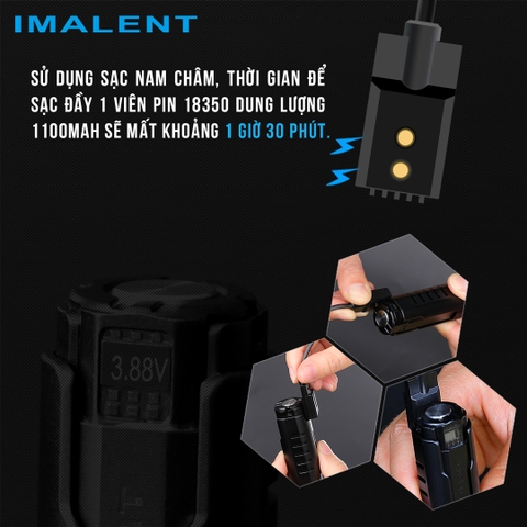 Đèn pin mini IMALENT LD70 độ sáng 4000 lumen tầm chiếu xa 203m pin 18350 sạc nam châm