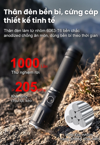 Đèn pin Zoom Klarus A3 V1 2200 lumen chiếu xa 750m, điều chỉnh tiêu cự xa & gần, sạc USB-C