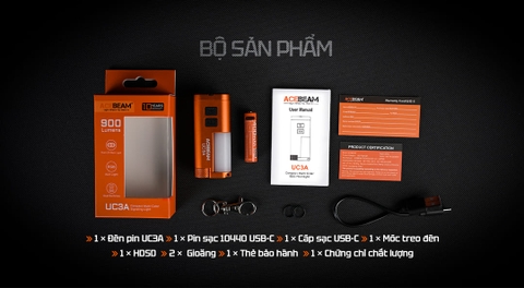 Đèn Pin EDC Đa Màu Sắc ACEBEAM UC3A – 900 Lumens, RGB 270°, Pin Thay Thế