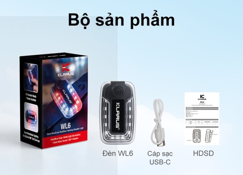 KLARUS WL6 – Đèn cảnh báo gắn vai đỏ xanh 360°, pin 24h