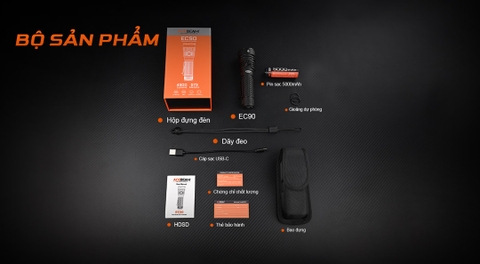 Acebeam EC90 – Đèn pin EDC 4300lm, chiếu xa 573m, sạc nhanh USB-C
