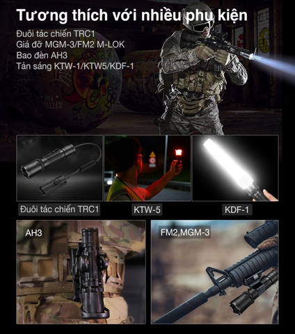 Đèn pin KLARUS XT11GT PRO V3 sáng 3300 lumen chiếu xa 380m công tắc kép thế hệ 6