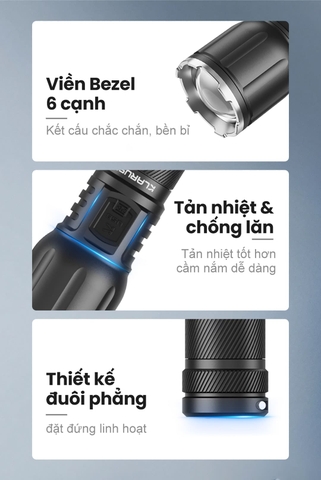 Đèn pin Zoom Klarus A3 V1 2200 lumen chiếu xa 750m, điều chỉnh tiêu cự xa & gần, sạc USB-C
