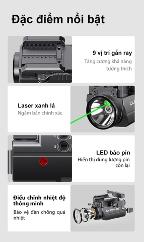 Đèn pin đặc chủng KLARUS GL2 sáng 1000 lumen tích hợp laser xanh lá pin 400mAh