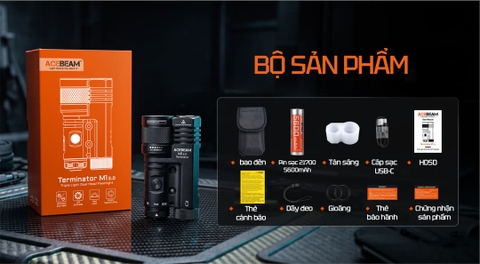 Đèn Pin LEP Zoom ACEBEAM Terminator M1 2.0 – 3900 Lm, Chiếu Xa 1620m