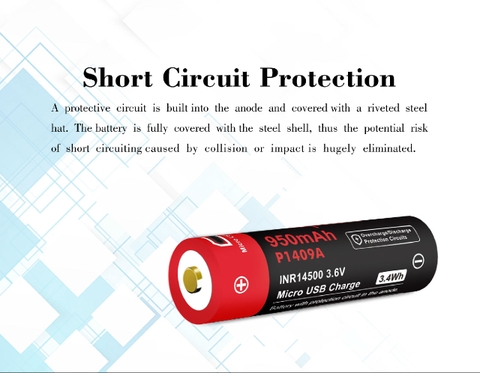 Pin sạc VAPCELL 14500 dung lượng 950mAh cổng sạc USB - P1409A