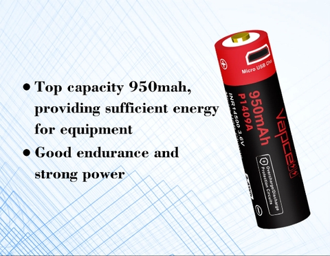 Pin sạc VAPCELL 14500 dung lượng 950mAh cổng sạc USB - P1409A
