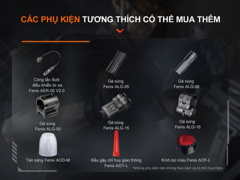 Đèn pin chiến thuật FENIX TK22R sáng 3200 lumen chiếu xa 480m pin sạc 21700 USB-C công tắc xoay chiến thuật