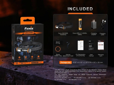 FENIX WH35RE - Đèn đeo đầu chống cháy nổ 280 Lumens tầm chiếu 21m sạc USB C