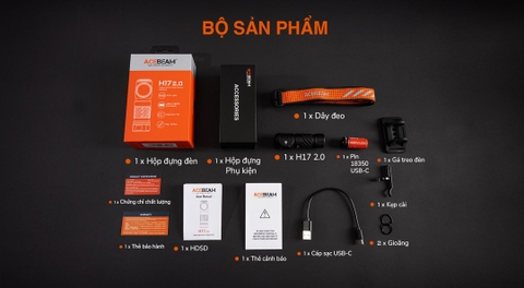 Đèn pin đội đầu ACEBEAM H17 V2 sáng 2000 lumen chiếu xa 128m nhỏ gọn đuôi nam châm