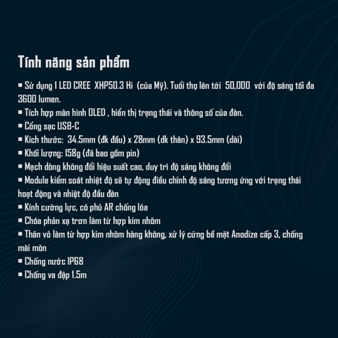 Đèn pin EDC IMALENT BL50 tia UV 365nm sáng 3.600 lumen chiếu xa 428m pin dung lượng 3000mAh sạc USB-C