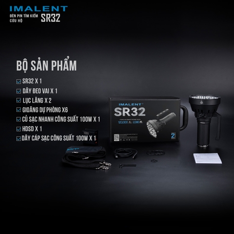 Đèn pin IMALENT SR32 sáng 120.000lm chiếu xa 2.080m 32 LED XHP50.3 sạc USB-C kiêm Powerbank