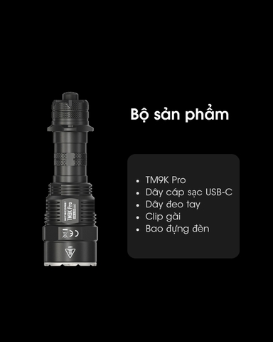 Đèn pin siêu sáng NITECORE TM9K Pro sáng 9900 lumen chiếu xa 510m pin 5000mAh sạc USB C công tắc kép chiến thuật