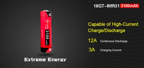 Pin sạc KLARUS 18650 cao cấp dung lượng 3100mAh dòng xả max 12A