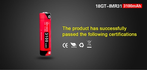 Pin sạc KLARUS 18650 cao cấp dung lượng 3100mAh dòng xả max 12A