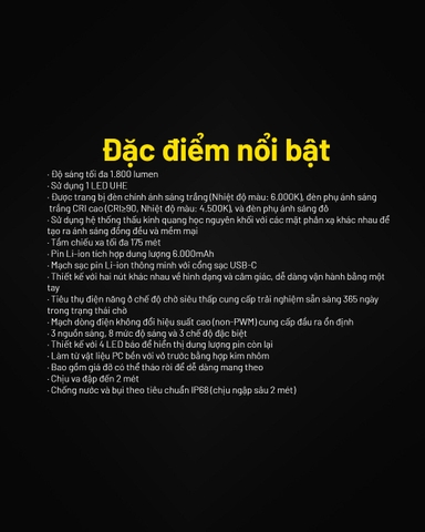 Đèn pin đội đầu NITECORE NU53 sáng 1800 lumens chiếu xa 175m pin 21700 6000mAh sạc nhanh USB-C