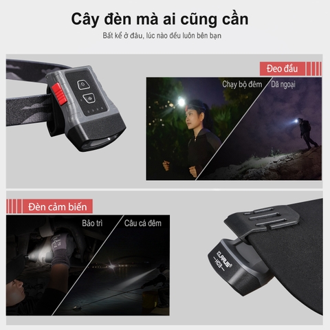 Đèn pin đội đầu KLARUS HC3 LED COB độ sáng 100 lumen chiếu xa 15m (pin liền)