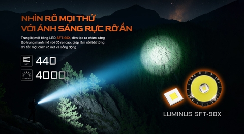 Acebeam T37 – Đèn pin chiến thuật 4000lm chiếu xa 440m công tắc xoay sạc USB-C