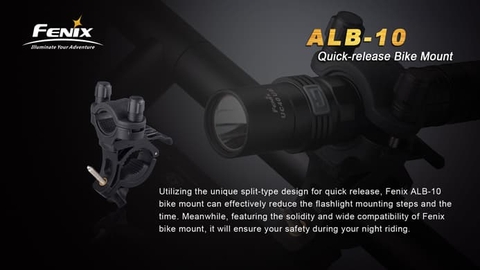 Gá xe đạp Fenix ALB-10 tương thích các đèn đường kính thân 18mm-26mm