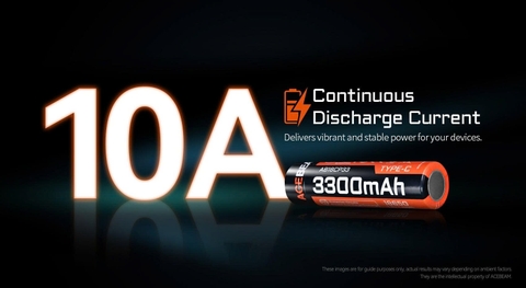 Pin sạc ACEBEAM 18650 USB-C 3300mAh 10A – Sạc trực tiếp, an toàn, bền bỉ