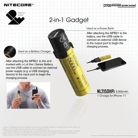 Đèn bulb tản sáng Nitecore ML21 gắn pin 21700i Nitecore