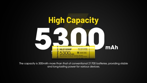 Pin sạc NITECORE NL2153HP loại 21700 dung lượng 5300mAh dòng xả tối đa 20A