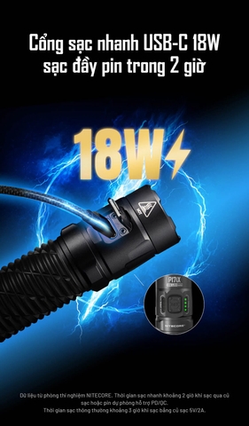 Đèn pin chiến thuật NITECORE P17iX – Sáng 5000 Lumens, Chiếu xa 330m, Sạc nhanh USB-C 18W