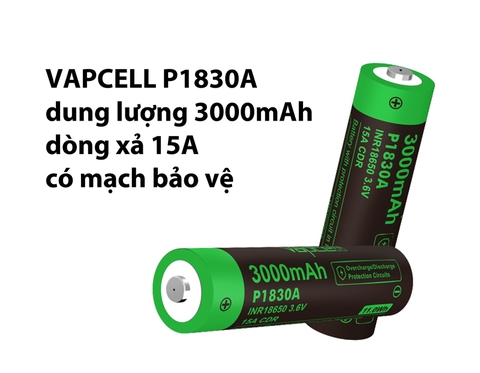Pin sạc VAPCELL P1830A dung lượng 3000mAh