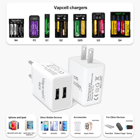 Củ sạc Vapcell QC2 hai cổng