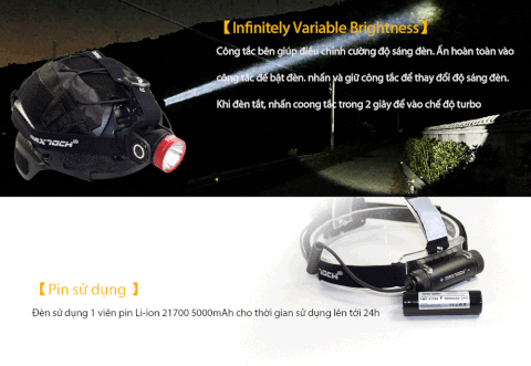 Đèn pin đội đầu MAXTOCH EAGLE LR552 độ sáng 720 lumen chiếu xa 850m (pin 21700)