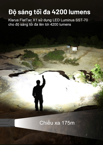 Đèn pin chiến thuật siêu mỏng KLARUS FlatTac X1 sáng 4200 lumen pin 2150mAh sạc USB C