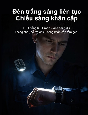 KLARUS WL6 – Đèn cảnh báo gắn vai đỏ xanh 360°, pin 24h