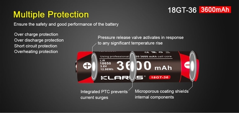 Pin sạc KLARUS 18650 cao cấp dung lượng 3600mAh