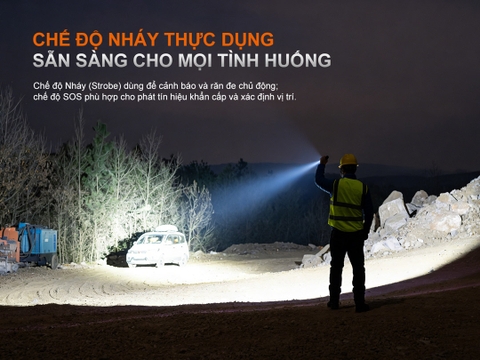 Đèn pin chiếu xa Fenix C7 V2.0 – Sáng 3300 lumen, chiếu xa 575m, pin 21700 sạc USB-C nam châm đuôi