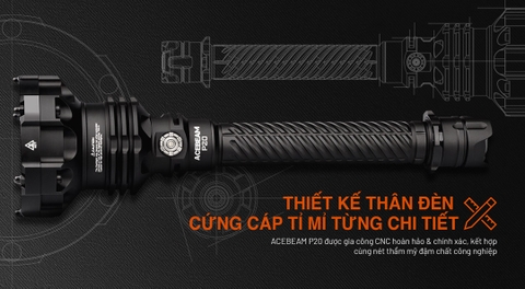 Đèn pin chiếu xa ACEBEAM P20 sáng 5600 lumen chiếu xa 1454m 2 phiên bản LED
