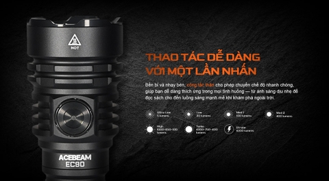 Acebeam EC90 – Đèn pin EDC 4300lm, chiếu xa 573m, sạc nhanh USB-C