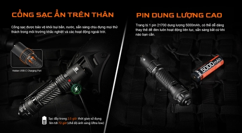 Acebeam T37 – Đèn pin chiến thuật 4000lm chiếu xa 440m công tắc xoay sạc USB-C