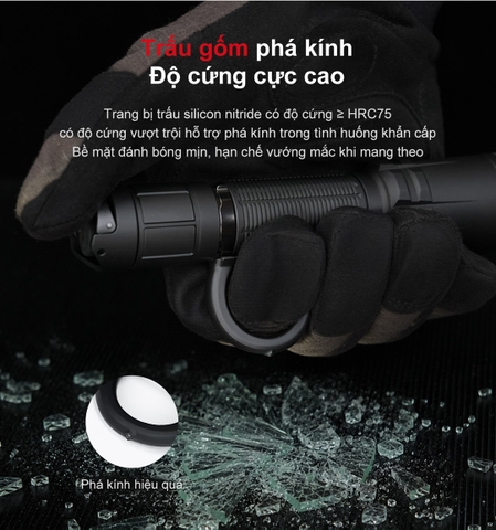 KLARUS KTR1 – Vòng kẹp đèn pin chiến thuật, tích hợp trấu gốm phá kính