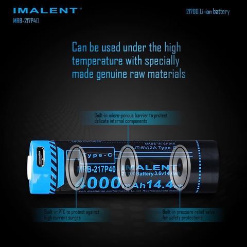 Pin sạc IMALENT MRB-217P40 dung lượng 4000mAh có cổng sạc