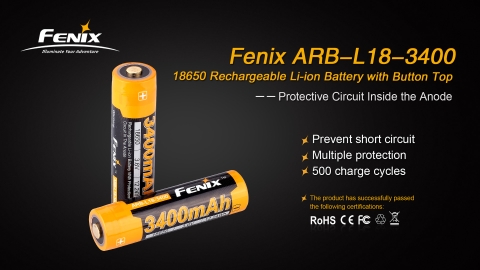 Pin sạc FENIX 18650 dung lượng cao 3400 mAh