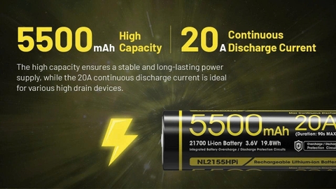 Pin sạc NITECORE NL2155HPi dung lượng 5500mAh