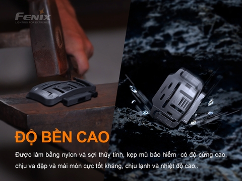 Kẹp cài mũ bảo hiểm FENIX ALG-04 hỗ trợ tương thích các loại đèn HM60R, HM61R, HM65R, HM70R