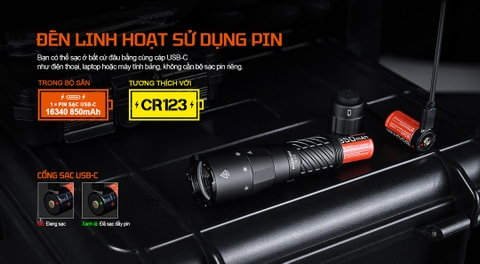 ACEBEAM W20 – Đèn pin LEP độ sáng 600 Lumens, chiếu xa 1100m kết hợp vùng sáng tỏa rộng