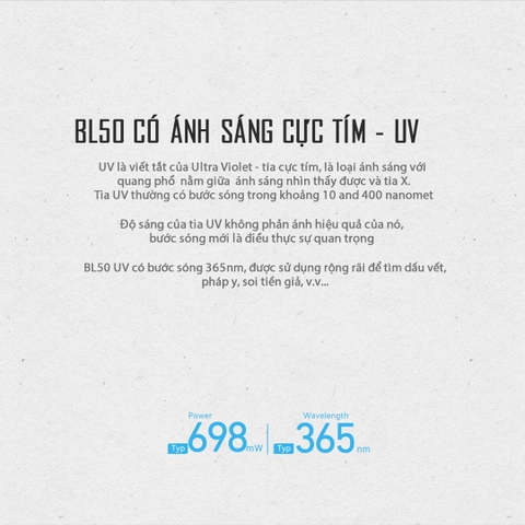 Đèn pin EDC IMALENT BL50 tia UV 365nm sáng 3.600 lumen chiếu xa 428m pin dung lượng 3000mAh sạc USB-C