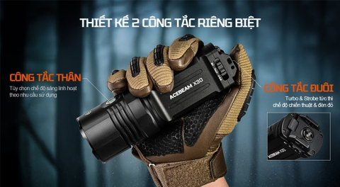 ACEBEAM X30 – Đèn pin chiến thuật siêu sáng 20.000 lm 02 pin 21700 5000mAh sạc USB-C